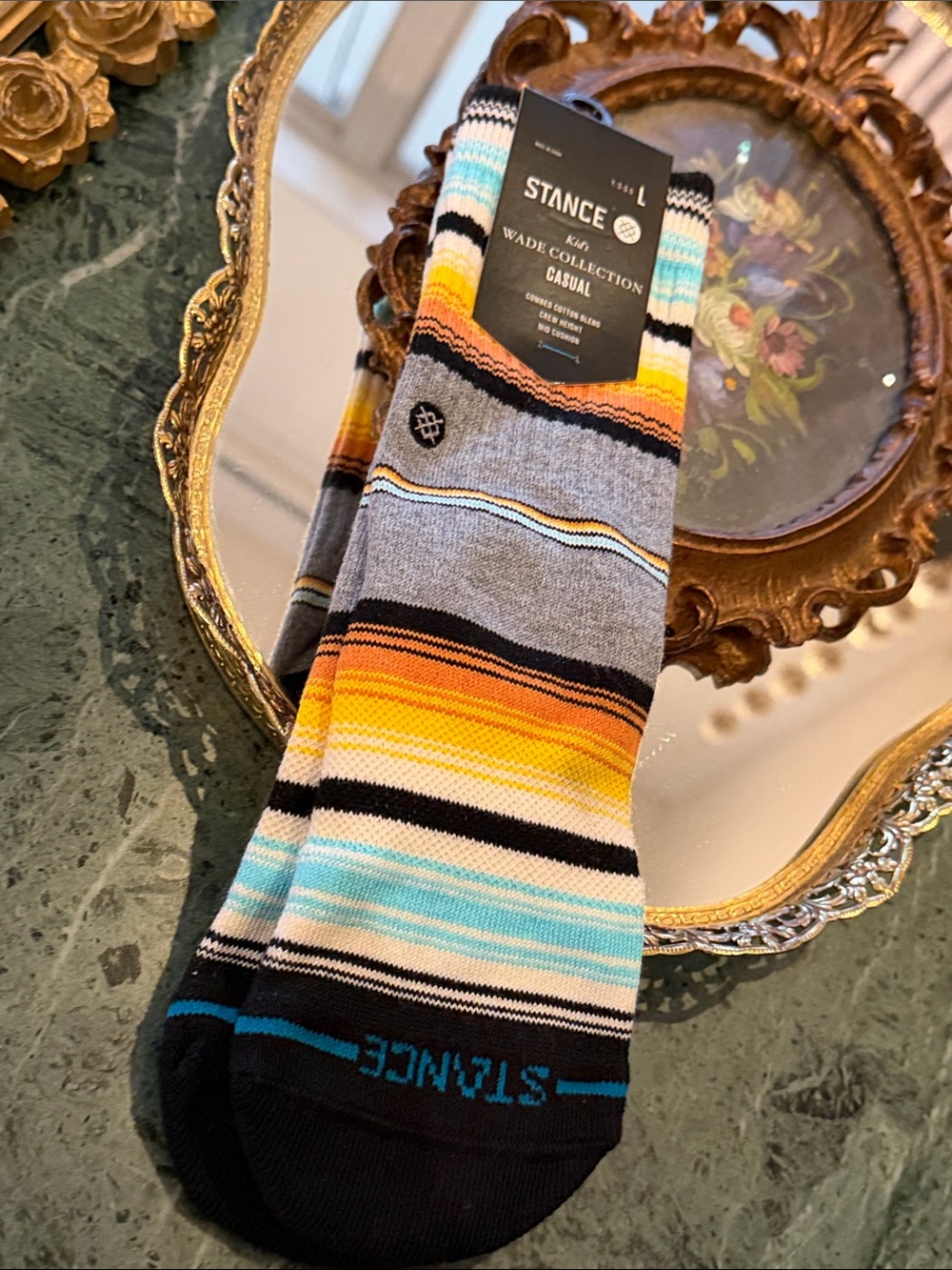 Stance Kid’s WADE COLLECTION Striped Crew Socks Y: 3-5.5 Large